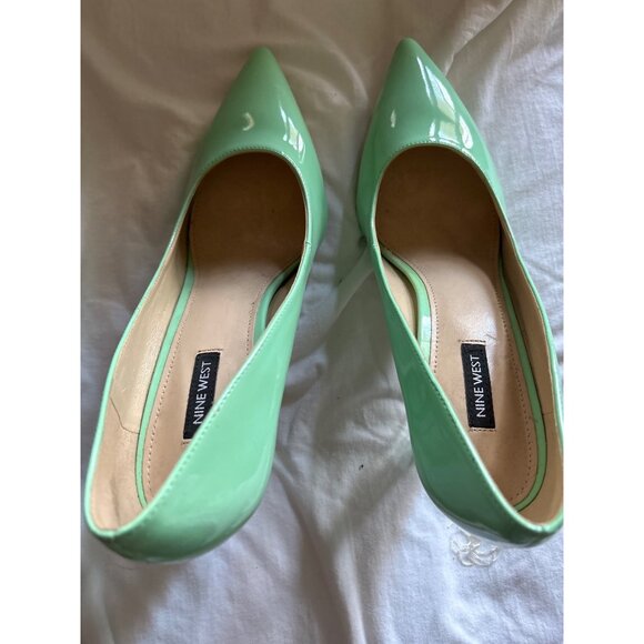 Mint Green Patent Leather Pumps With Clear Flared Heels Size 11 - Picture 5 of 10
